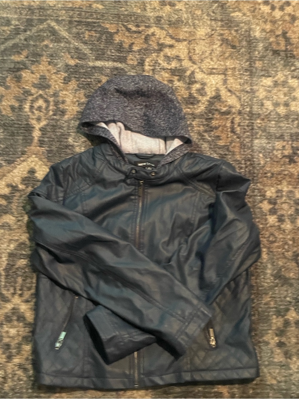 New Look Navy Blue Faux Leather Jacket